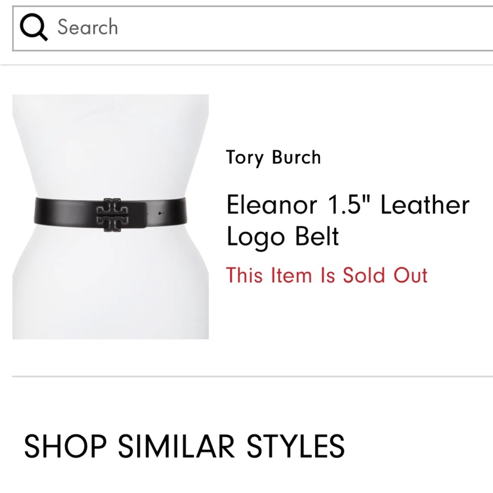 Tory Burch Eleanor 1.5” Black Leather Logo Belt